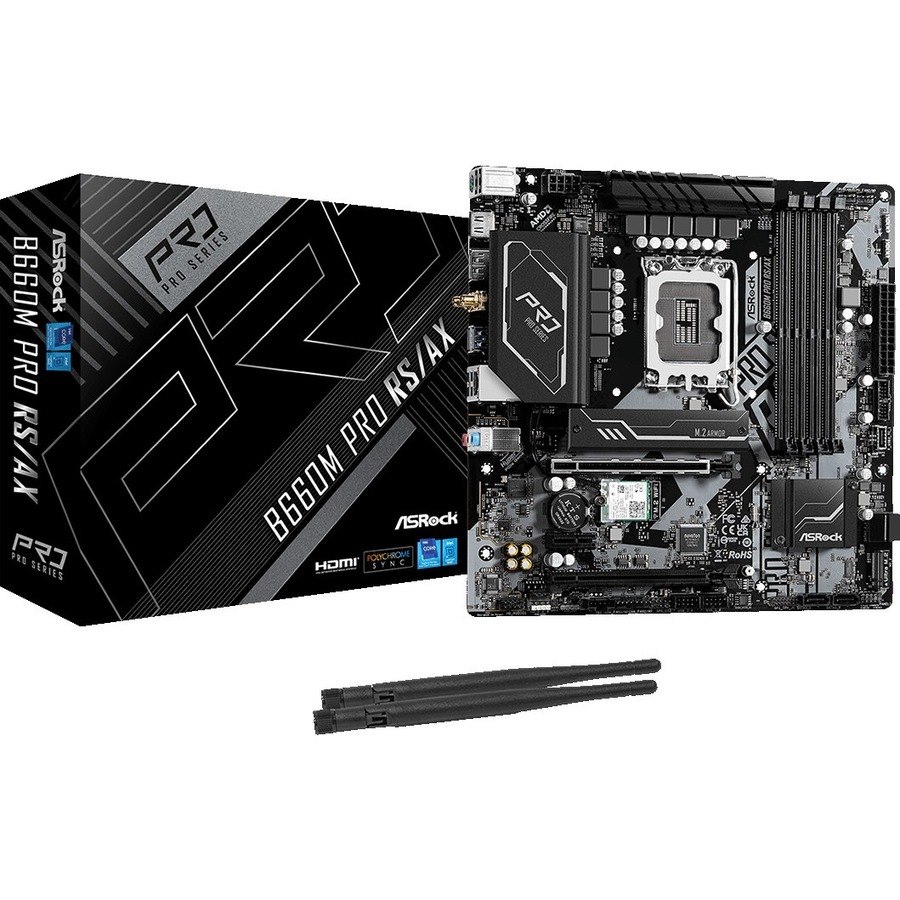 ASRock B660M Pro RS/ax Desktop Motherboard - Intel B660 Chipset - Socket LGA-1700 - Intel Optane Memory Ready - Micro ATX