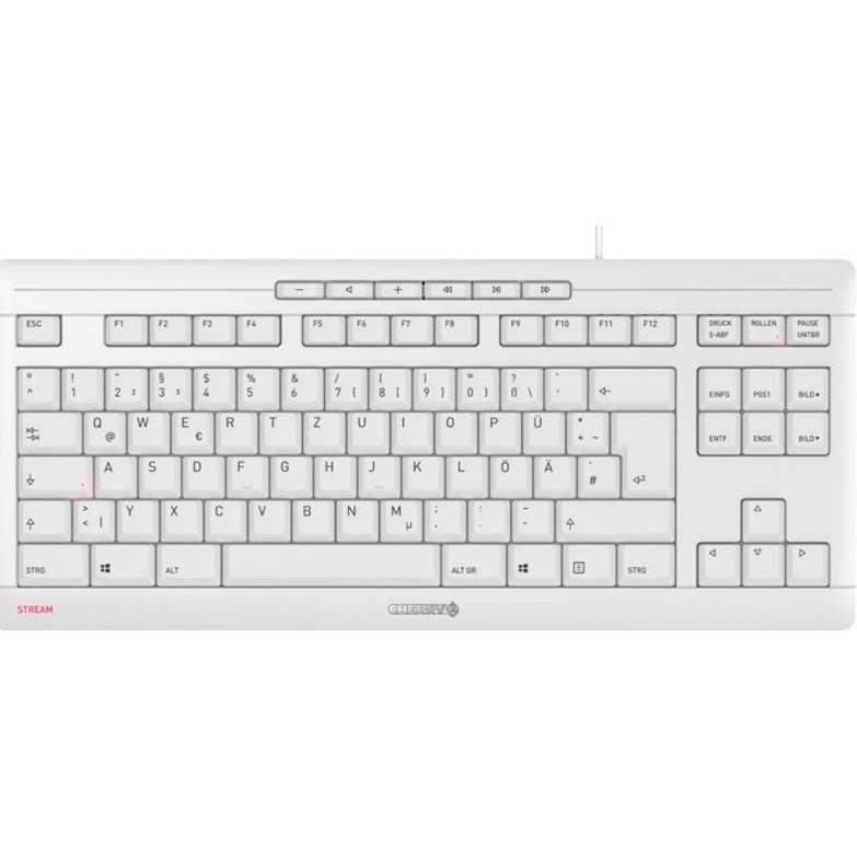 CHERRY STREAM Keyboard - Cable Connectivity - USB Type A Interface - German - Pale Gray