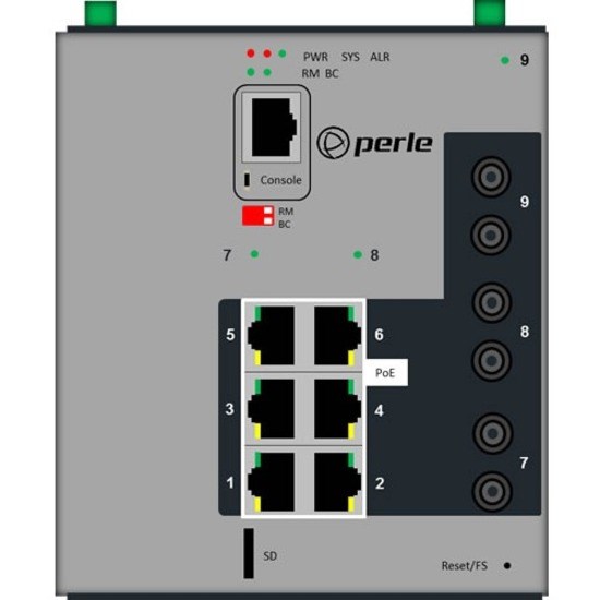 Perle IDS-509F3PP6-T2MD2-SD120 6 Ports Manageable Ethernet Switch - Gigabit Ethernet - 10/100/1000Base-T