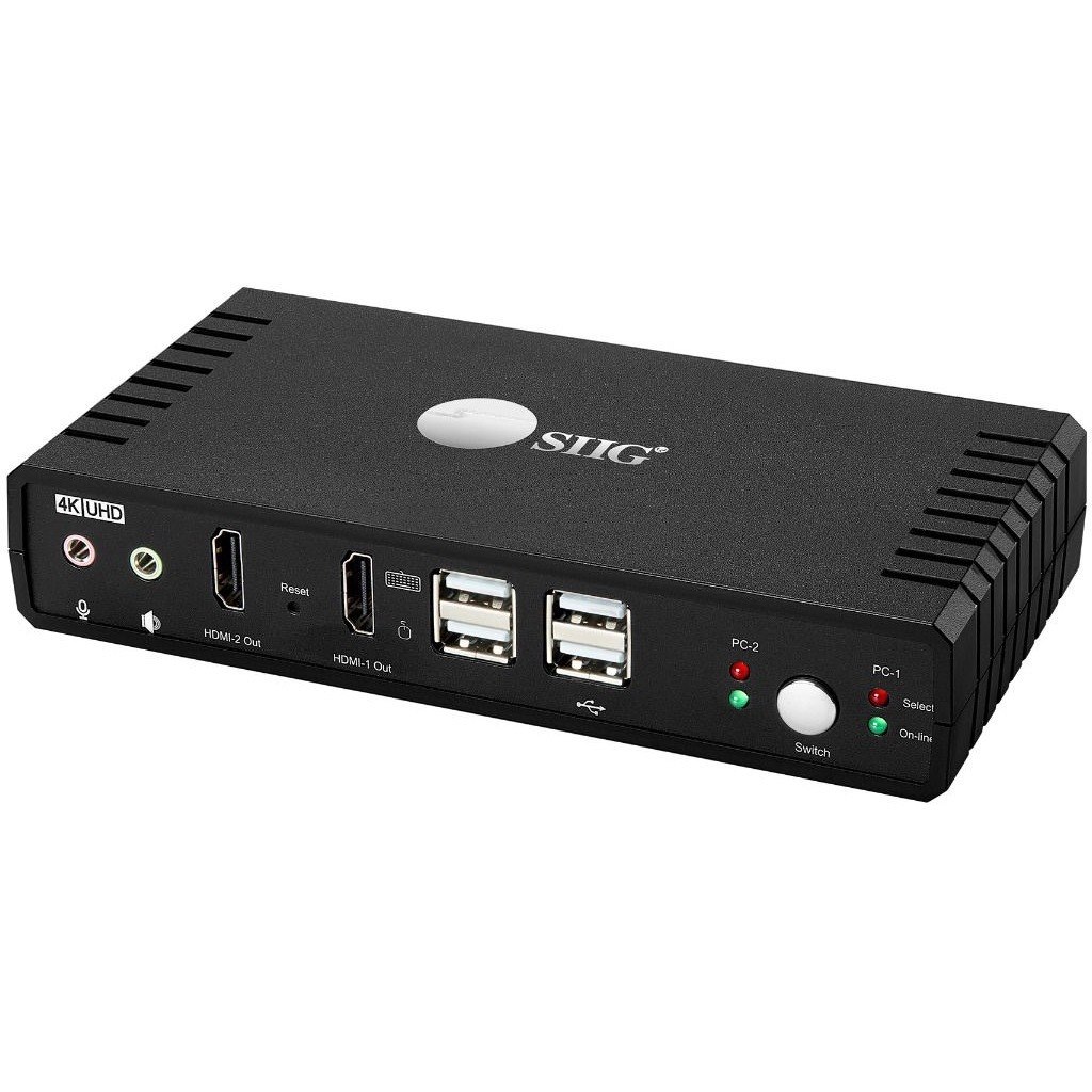 SIIG 2 Port 4K HDMI 2.0 Dual-Head Console KVM Switch with USB 2.0