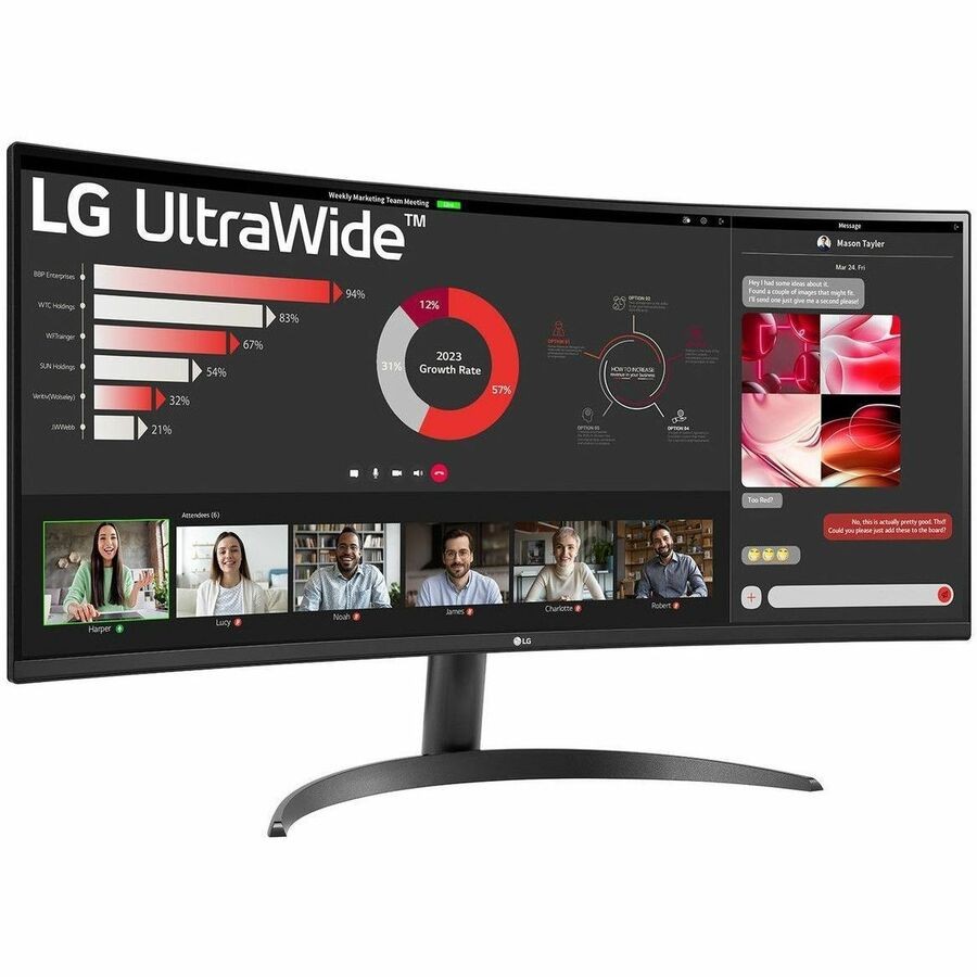 LG 34WR50QK-B QHD UltraWide Curved Monitor, 100Hz, 2xHDMI, DP,Tilt,VESA