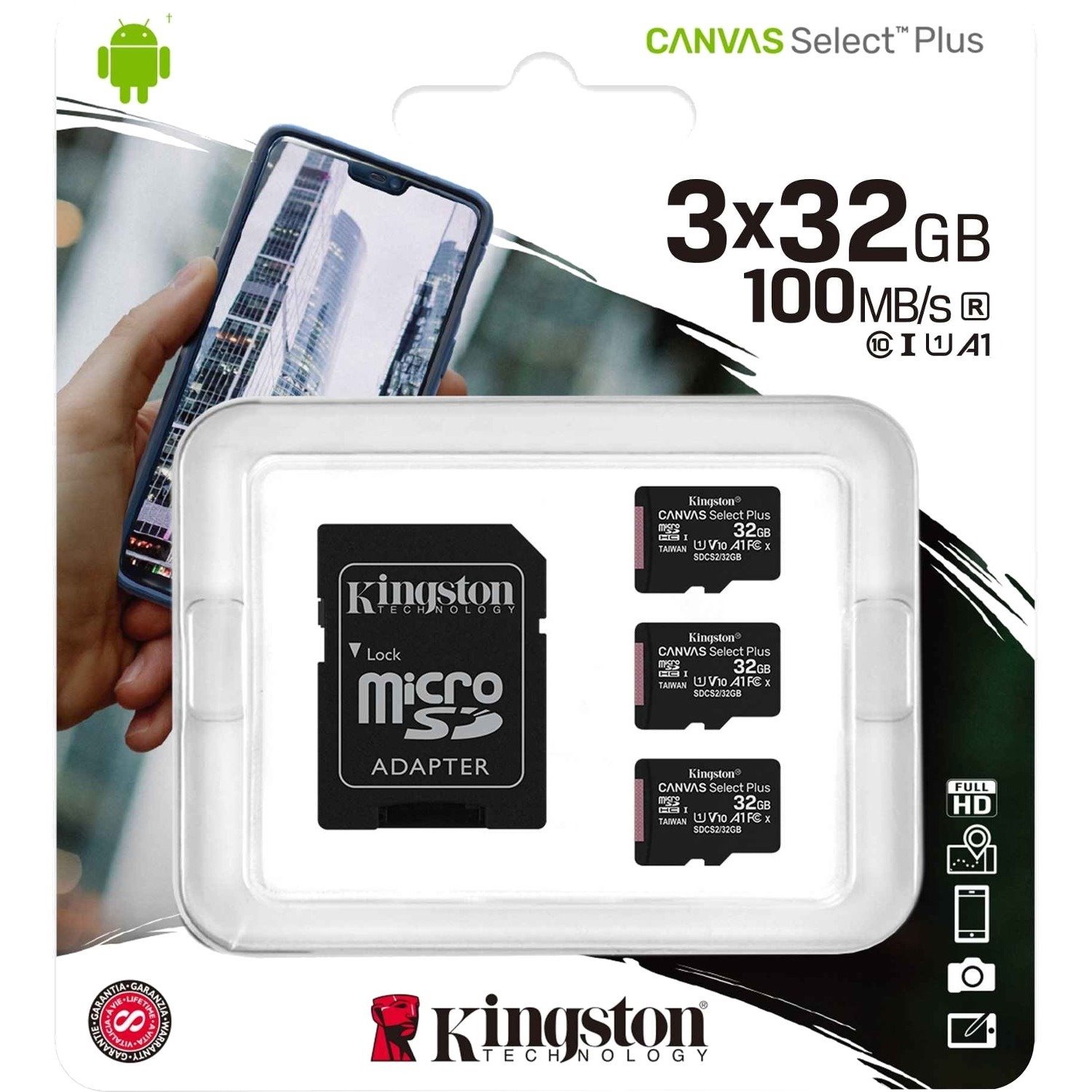 Kingston Canvas Select Plus SDCS2 32 GB Class 10/UHS-I (U1) microSDHC - 3