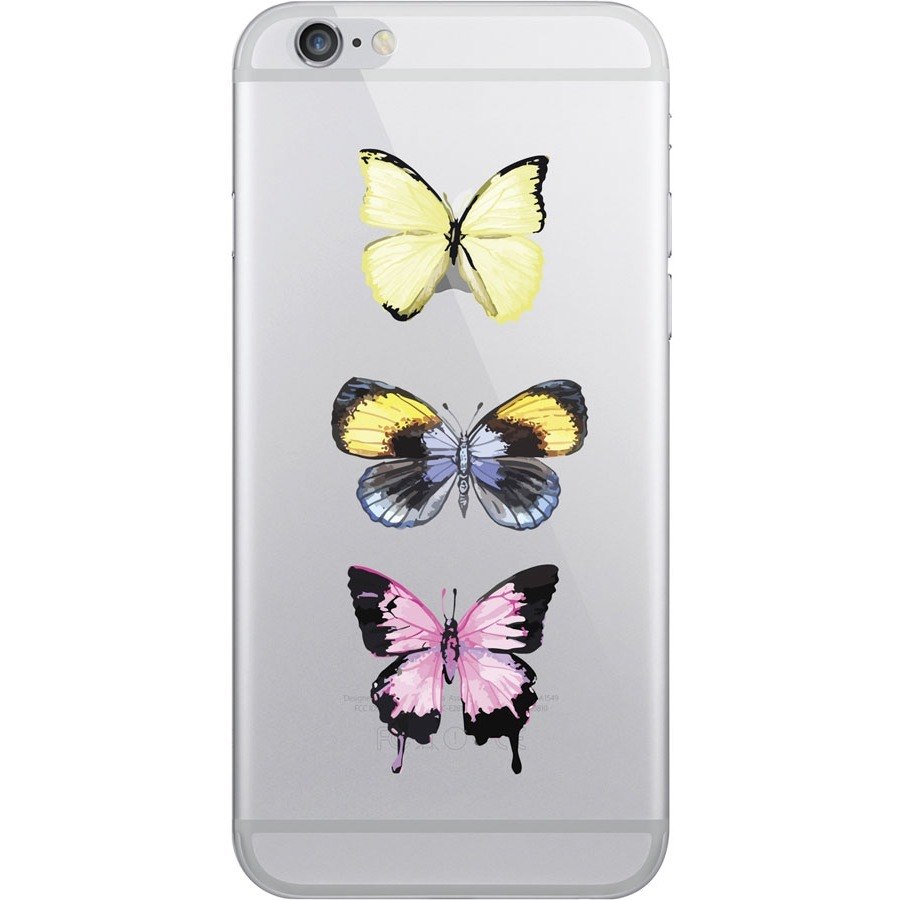 OTM iPhone 7/6/6s Plus Hybrid Clear Phone Case, Butteryfly Delight Yellow & Pink