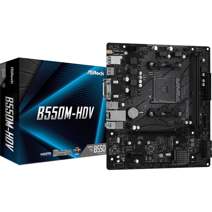 ASRock B550M-HDV Desktop Motherboard - AMD B550 Chipset - Socket AM4 - Micro ATX