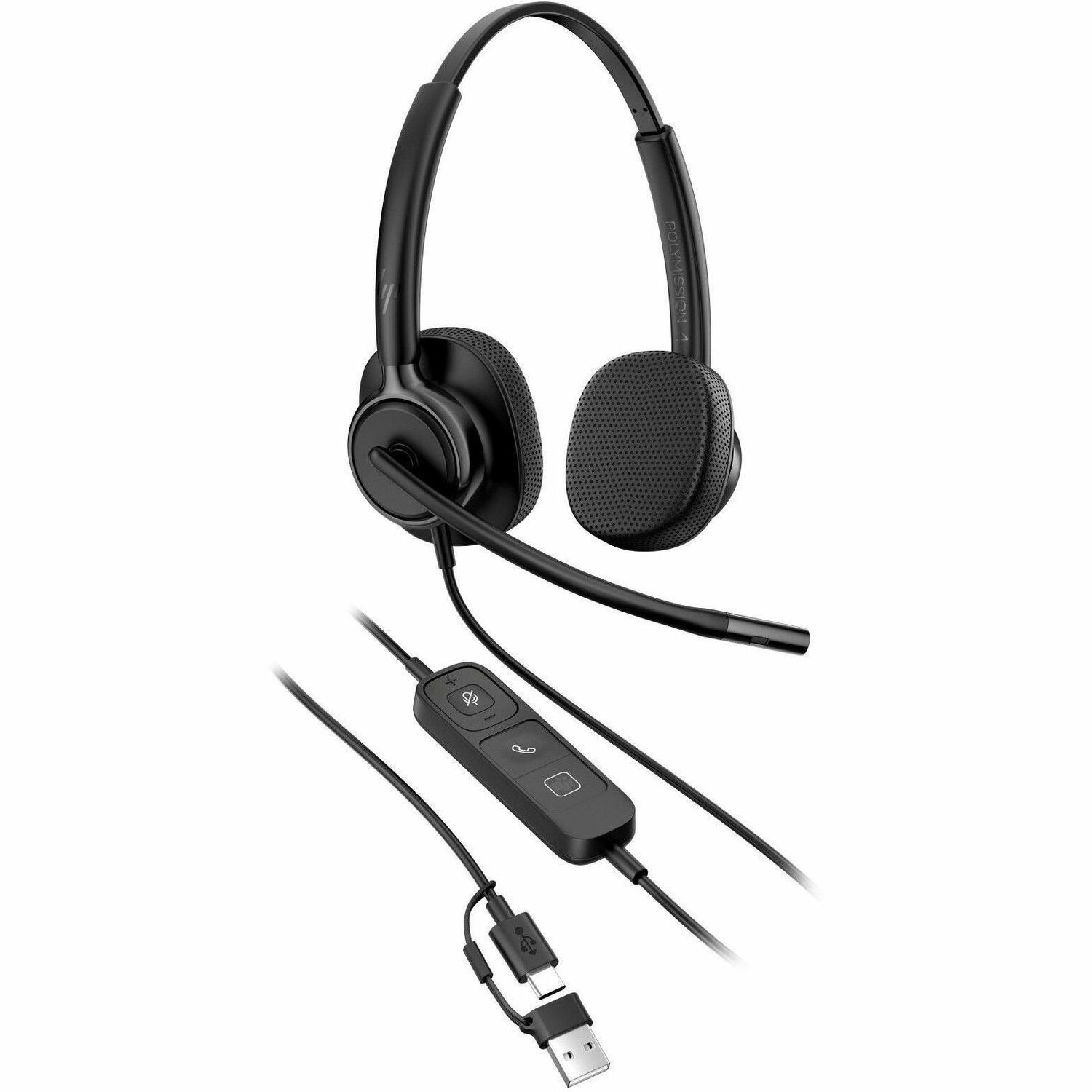 Poly Mission 400 425 Wired Over-the-head, On-ear Stereo Headset - Black