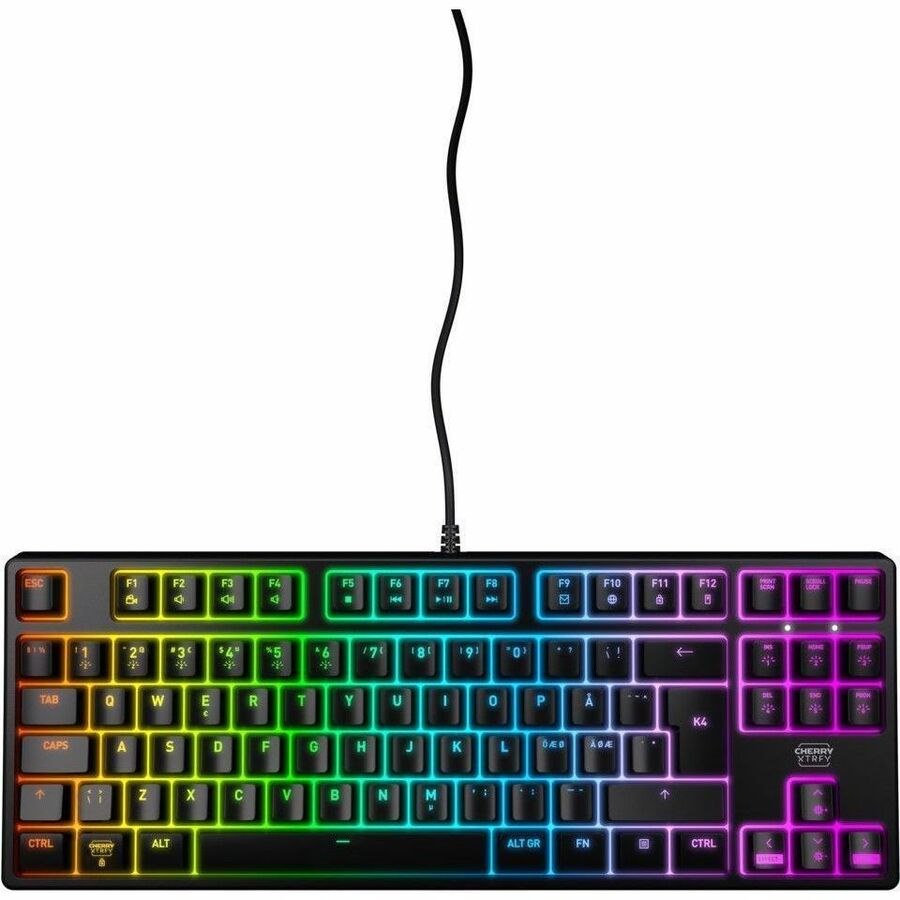 CHERRY XTRFY CX-K4V2-RGB-TKL Gaming Keyboard - Cable Connectivity - USB Type A Interface - RGB LED - English (UK) - QWERTY Layout - Black