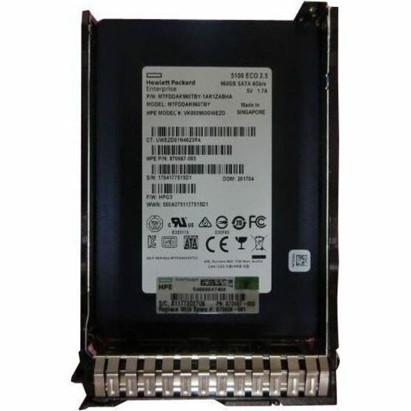 HPE Sourcing 960 GB Solid State Drive - 2.5" Internal - SATA (SATA/600) - Read Intensive