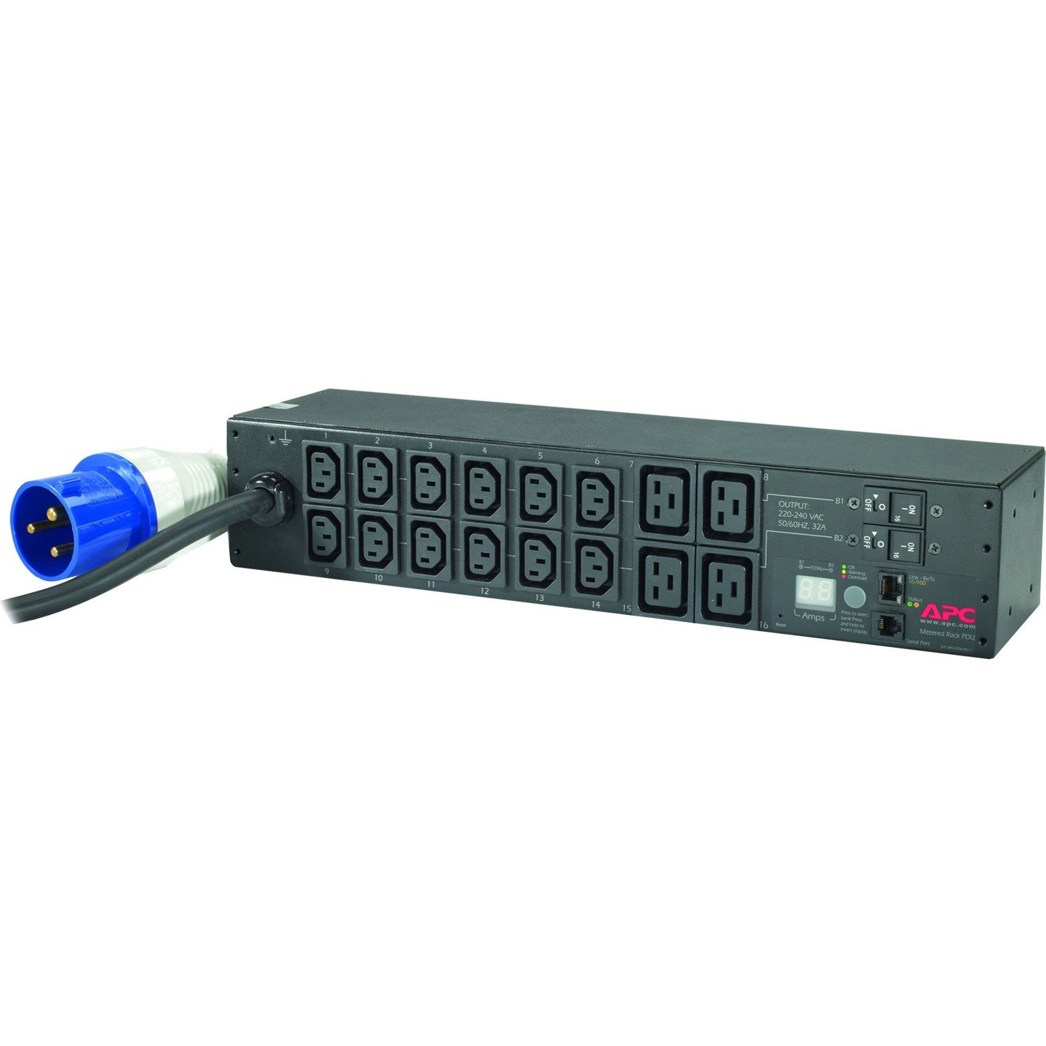 APC by Schneider Electric Rack PDU, Metered, 2U, 32A, 230V, (12) C13 & (4) C19