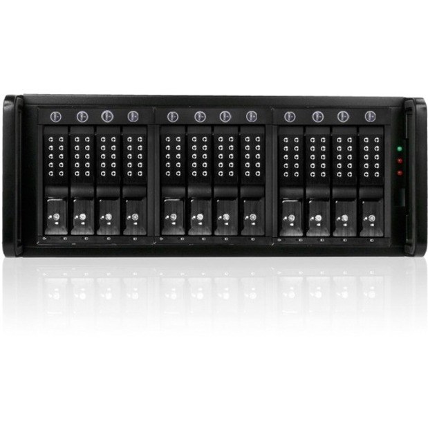 RAIDage JAGE412HDBK-DE-P Drive Enclosure 12Gb/s SAS, SATA/600 - Mini-SAS HD Host Interface - 4U Rack-mountable - Black