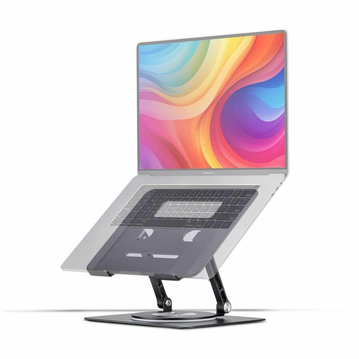 StarTech.com Rotating Laptop Stand, 360 Swivel, Ergonomic Desk Riser for Computer, Adjustable Height/Tilt, Max 11lb, Aluminum, Portable