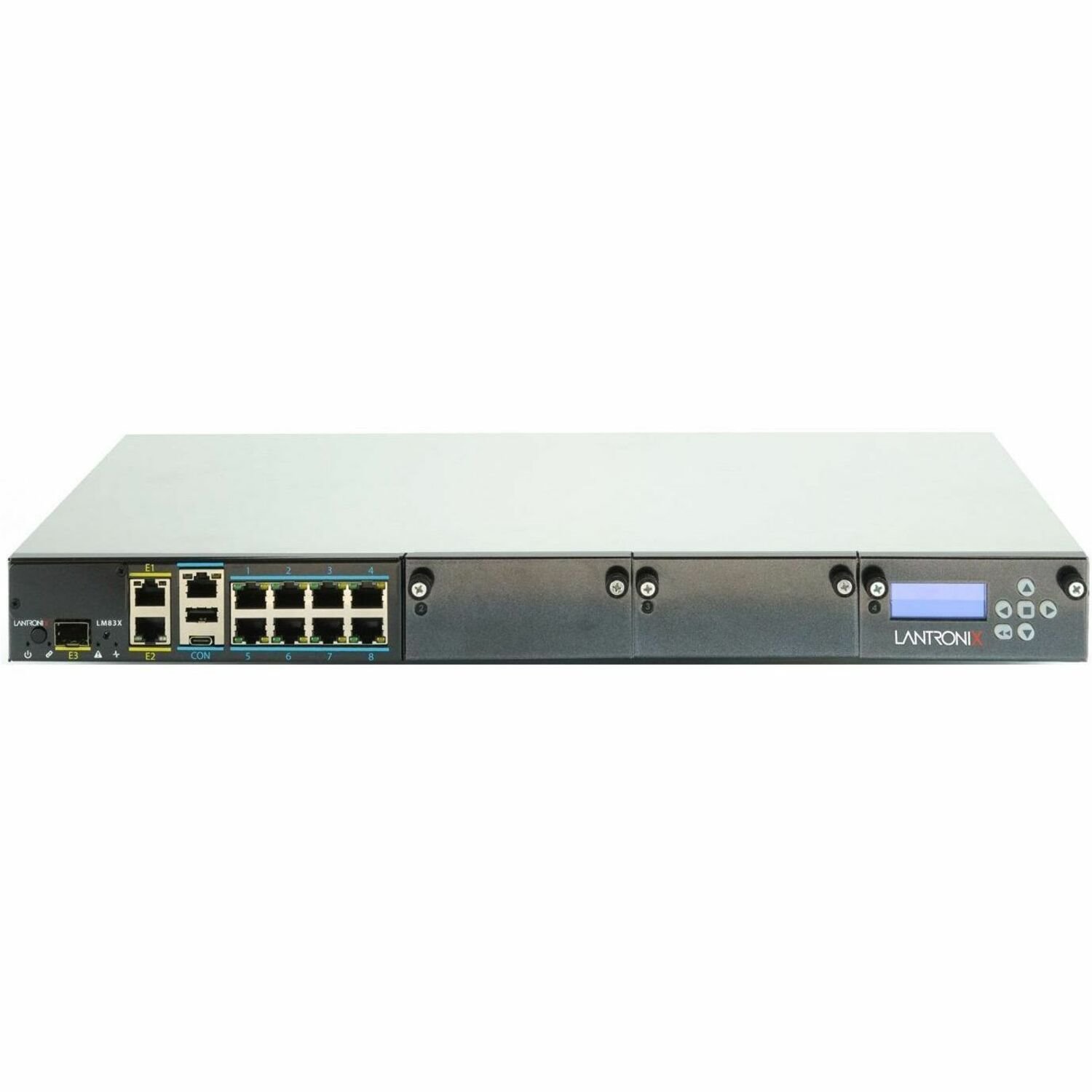 LM83X Console Server with 8 total serial ports & LCD card, dual DC power