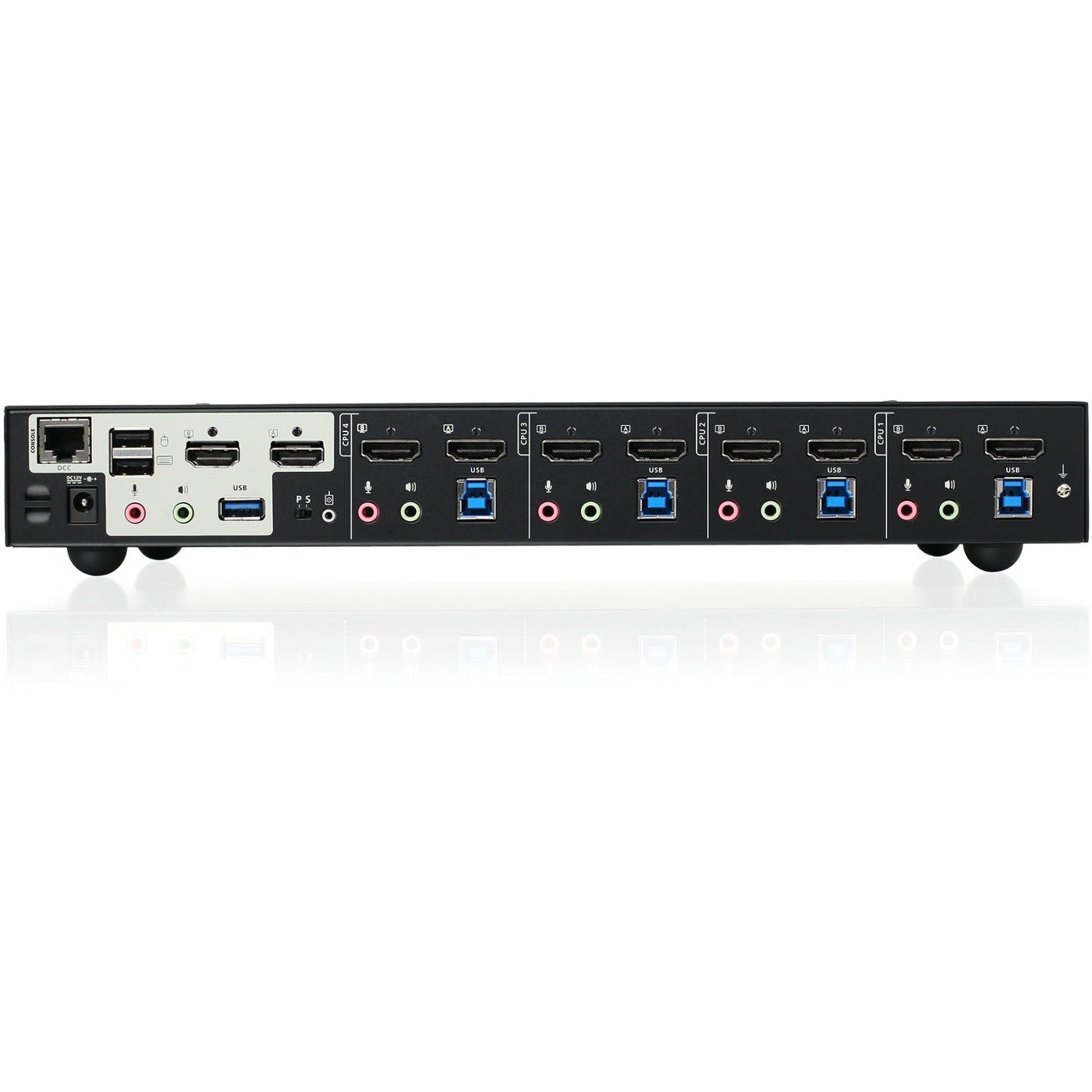 IOGEAR 4-Port 4K Dual View KVMP Switch with HDMI Connection, USB 3.0 Hub and Audio