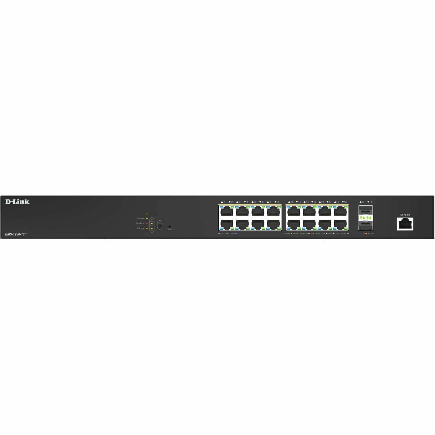 D-Link DMS-1250 DMS-1250-18P 16 Ports Manageable Ethernet Switch - 2.5 Gigabit Ethernet, 10 Gigabit Ethernet, Gigabit Ethernet - 2.5GBase-T, 10GBase-X, 10/100/1000Base-T