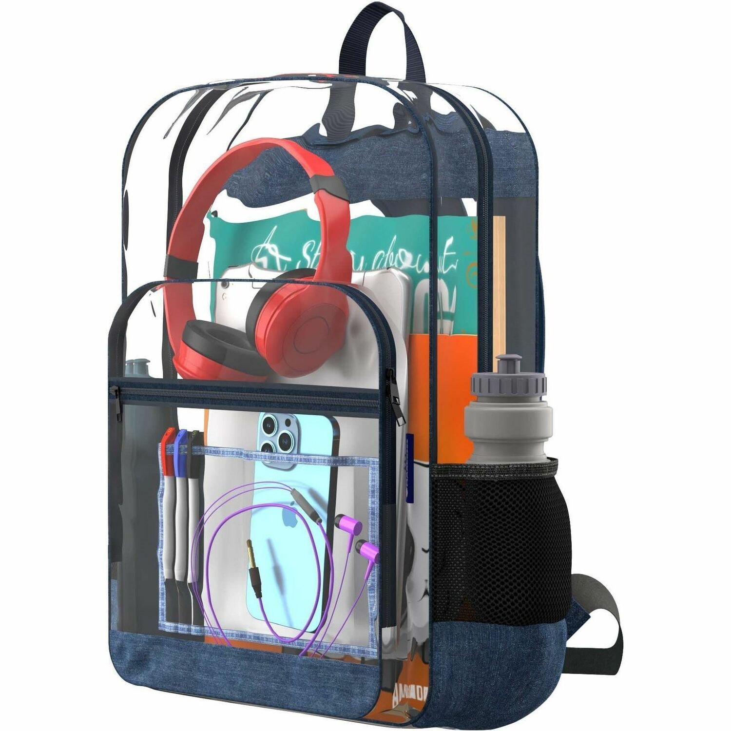 Clear Backpack w/2 Compartments (See-Through Backpack)