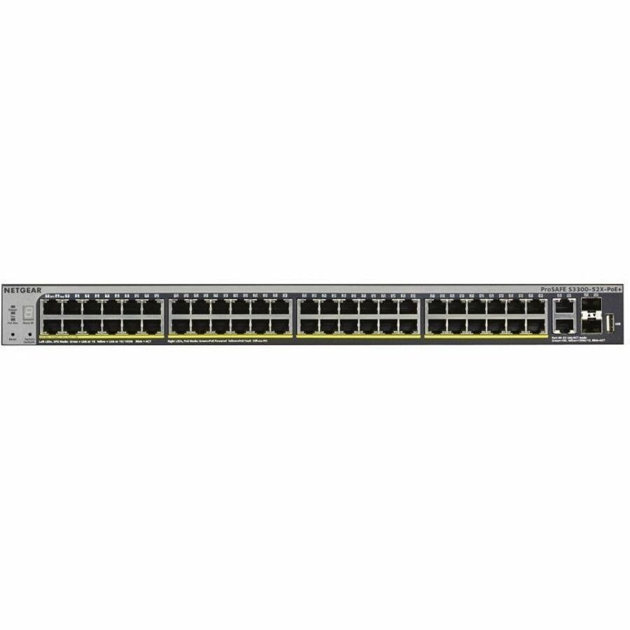 Netgear S3300 S3300-52X-PoE+ 50 Ports Manageable Ethernet Switch - Gigabit Ethernet, 10 Gigabit Ethernet - 1000Base-T, 10GBase-T, 10GBase-X