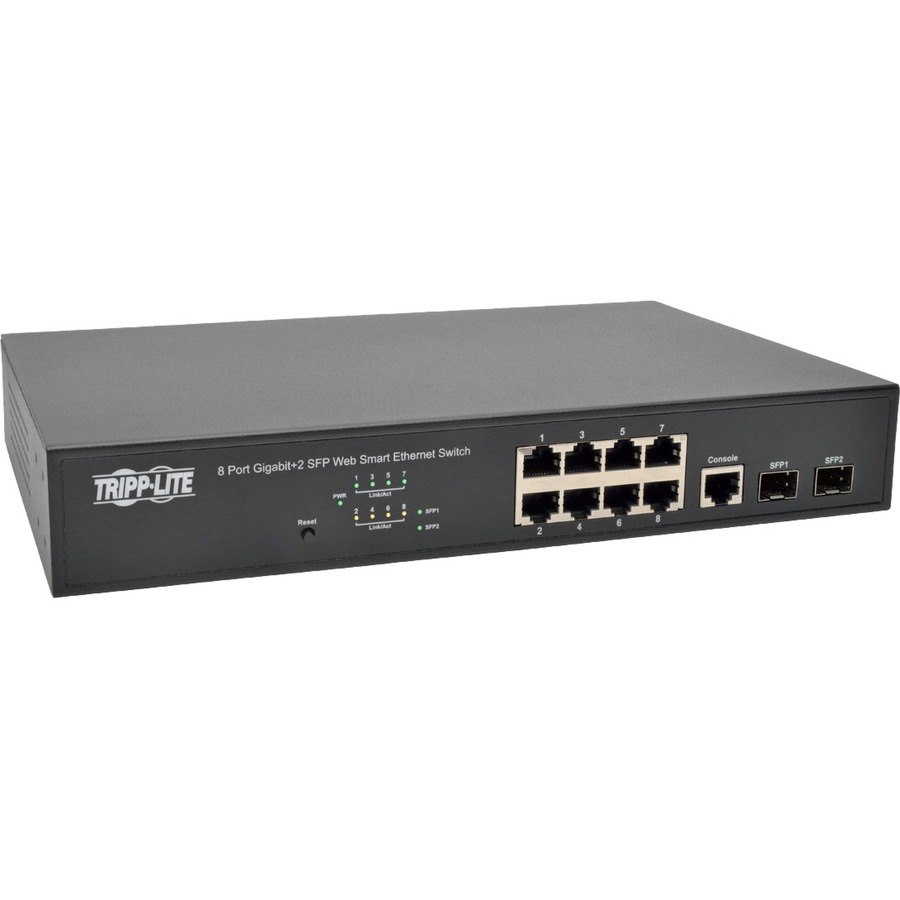 Eaton Tripp Lite Series 8 10/100/1000Mbps Port Gigabit L2 Web-Smart Managed Switch, 2 Dedicated Gigabit SFP Slots, 20 Gbps, Web Interface