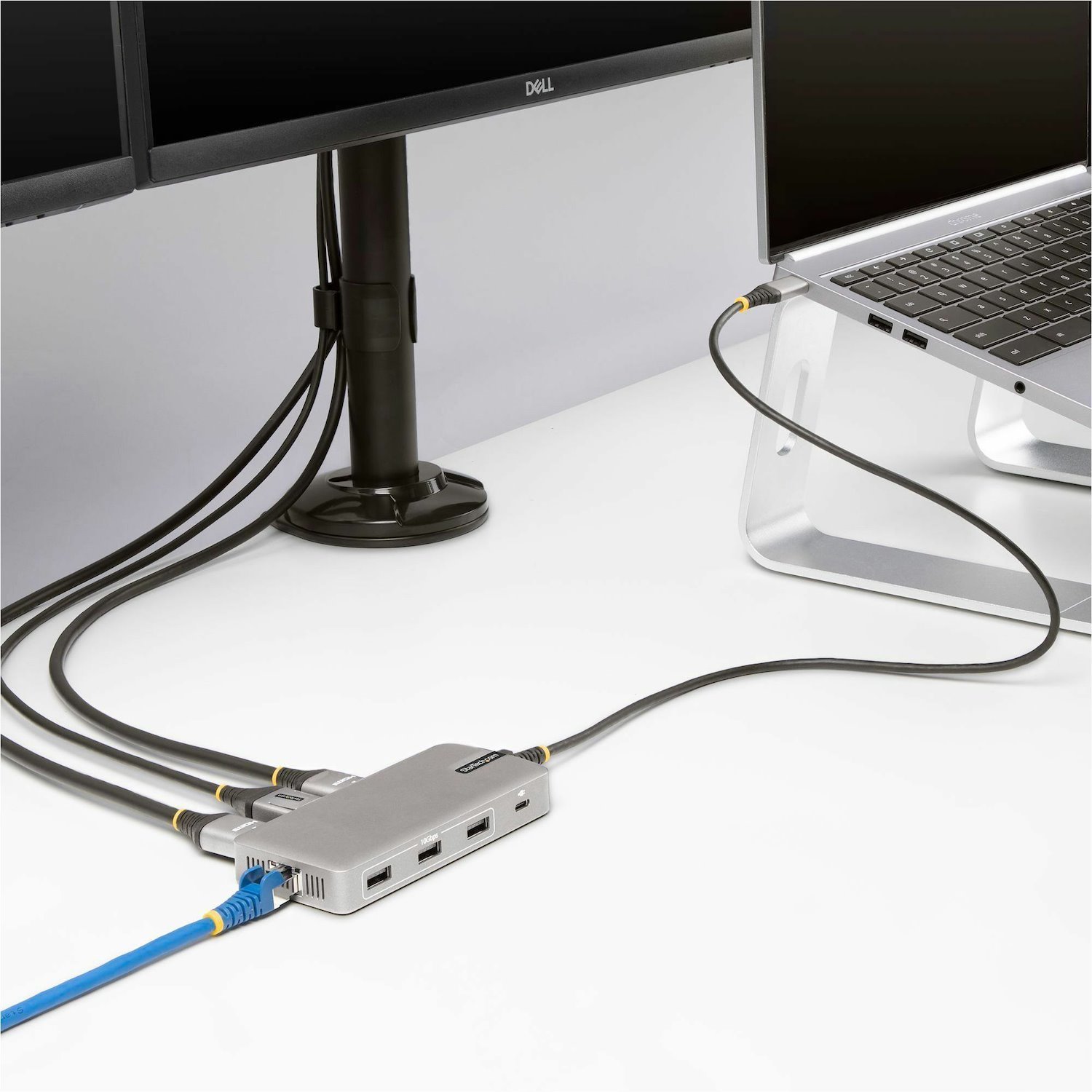 StarTech.com USB-C Triple-Monitor Multiport Adapter, HDMI & DisplayPort, 3x 10Gbps USB Hub, PD Pass-Through, GbE, Travel Docking Station