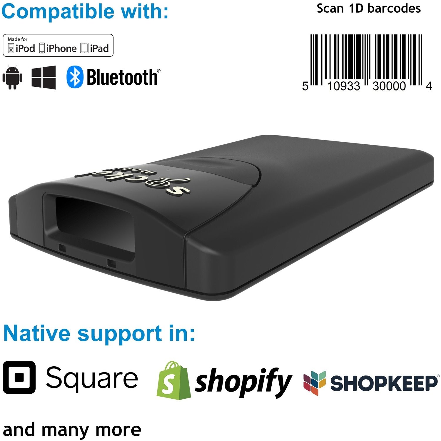 Socket Mobile CHS 8Ci Handheld Barcode Scanner - Cable Connectivity - Black