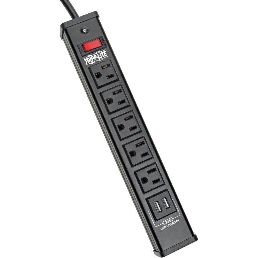 Eaton Tripp Lite Series 5-Outlet Surge Protector with 2 USB Ports (3.4A Shared) - 6 ft. (1.83 m) Cord, 450 Joules, Metal Housing