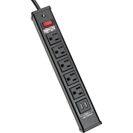 Eaton Tripp Lite Series 5-Outlet Surge Protector with 2 USB Ports (3.4A Shared) - 6 ft. (1.83 m) Cord, 450 Joules, Metal Housing