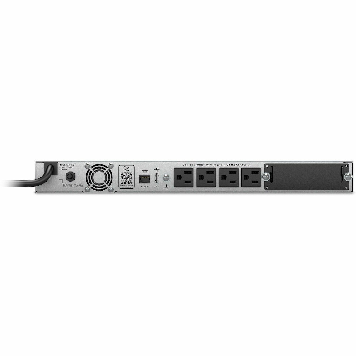 APC Smart-UPS, Line Interactive, 1000 VA, LCD, Rackmount 1U, 120V, 4x NEMA 5-15R outlet, USB, AVR, Short Depth