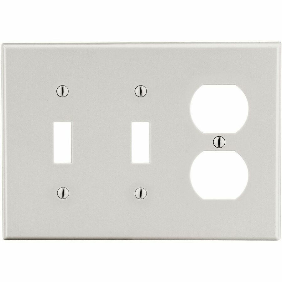 Bryant Wallplate, Mid-Size 3-Gang, 2) Toggle 1) Duplex, Light Almond