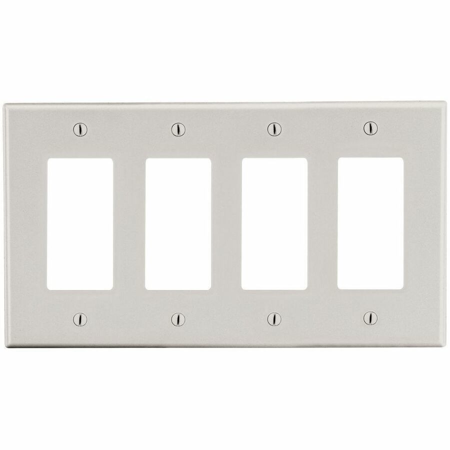Bryant Wallplate, 4-Gang, 4) Decorator, Light Almond