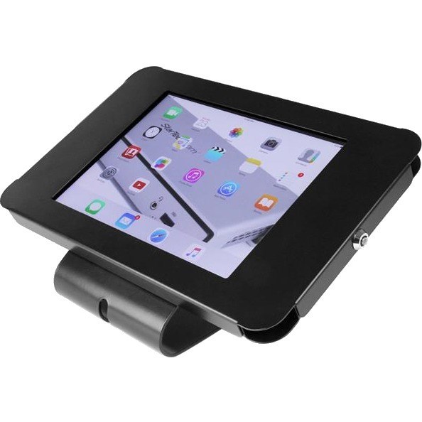 StarTech.com Secure Tablet Stand - Security lock protects your tablet from theft and tampering - Easy to mount to a desk / table / wall or directly to a VESA compatible monitor mount - Supports iPad and other 9.7" tablets - Steel Construction - Thread the tablet's charge cable through the bottom of the holder