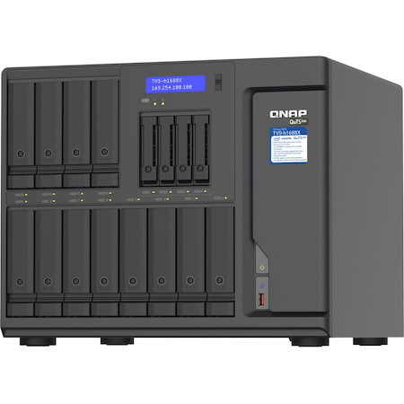 QNAP TVS-H1688X-W1250-32G 16 x Total Bays SAN/NAS Storage System - 5 GB Flash Memory Capacity - Intel Xeon W-1250 Hexa-core (6 Core) 3.30 GHz - 32 GB RAM - DDR4 SDRAM Tower