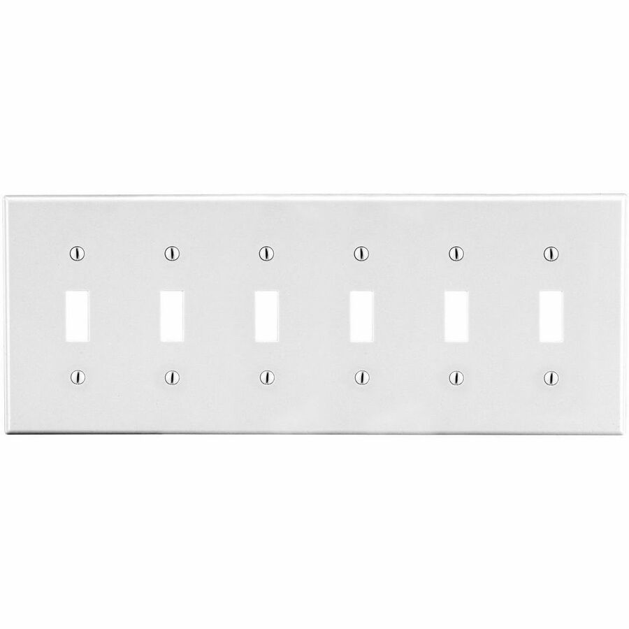 Bryant Wallplate, 6-Gang, 6) Toggle, White