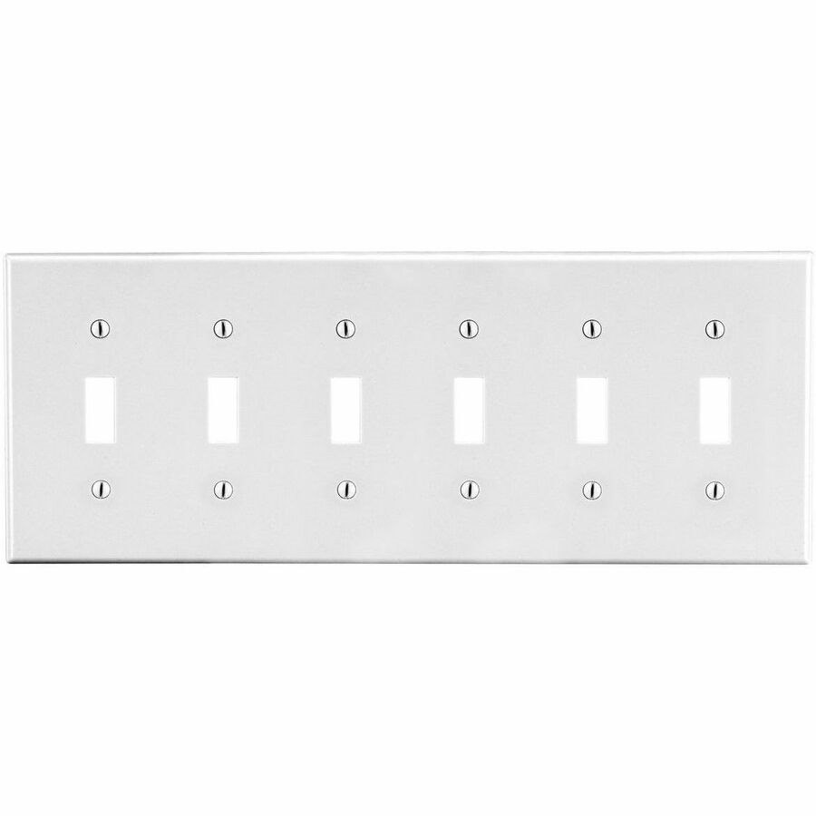 Bryant Wallplate, 6-Gang, 6) Toggle, White