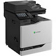 Lexmark CX820 CX820de Laser Multifunction Printer-Color-Copier/Fax/Scanner-52 ppm Mono/52 ppm Color Print-2400x600 Print-Automatic Duplex Print-200000 Pages Monthly-650 sheets Input-Color Scanner-1200 Optical Scan-Color Fax-Gigabit Ethernet