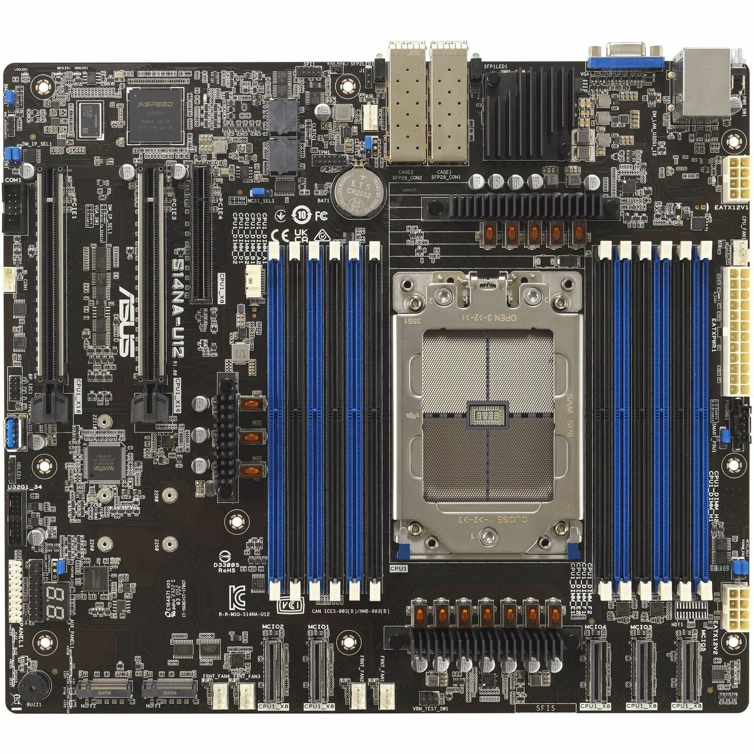 Asus S14NA-U12 Server moederbord - AMD chipset - Socket SP6 LGA-4844 - SSI CEB
