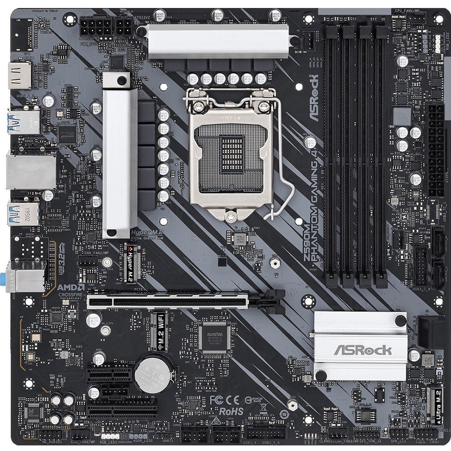 ASRock Z590M Phantom Gaming 4 Desktop Motherboard - Intel Z590 Chipset - Socket LGA-1200 - Intel Optane Memory Ready - Micro ATX