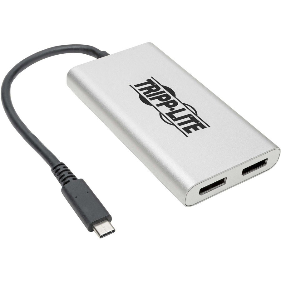 Tripp Lite by Eaton Dual-Monitor Thunderbolt 3 to DisplayPort Adapter - 4K/5K @ 60 Hz, M/2xF, 4:4:4, Silver