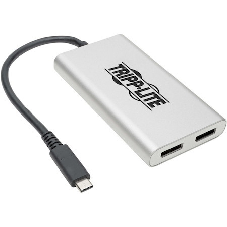 Eaton Tripp Lite Series Dual-Monitor Thunderbolt 3 to DisplayPort Adapter - 4K/5K @ 60 Hz, M/2xF, 4:4:4, Silver