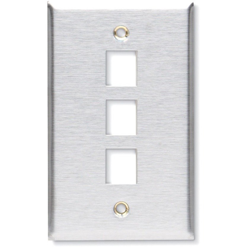 Black Box Keystone Wallplate - Stainless Steel, Single-Gang, 3-Port