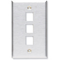 Black Box Keystone Wallplate - Stainless Steel, Single-Gang, 3-Port