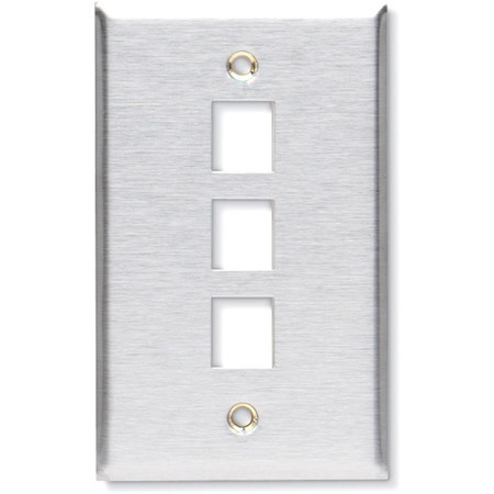 Black Box Keystone Wallplate - Stainless Steel, Single-Gang, 3-Port