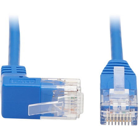 Eaton Tripp Lite Series Up-Angle Cat6 Gigabit Molded Slim UTP Ethernet Cable (RJ45 Right-Angle Up M to RJ45 M), Blue, 15 ft. (4.57 m)