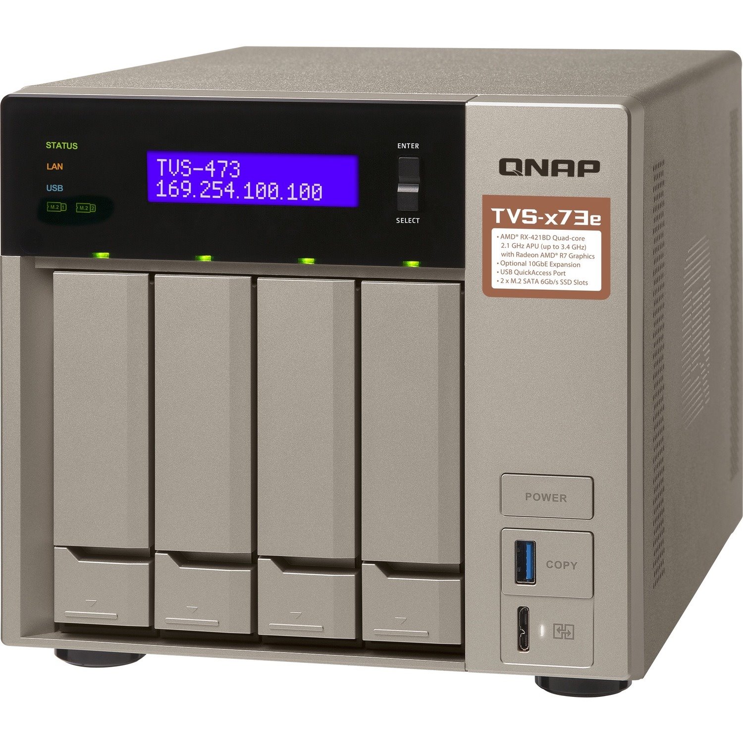 QNAP Powerful NAS with AMD RX-421BD Quad-Core APU and PCIe Expandability