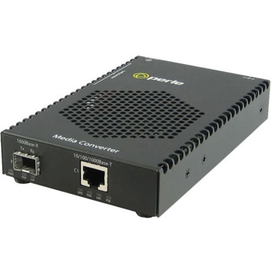 Perle 10/100/1000 Industrial Temperature PoE SFP Media Converter