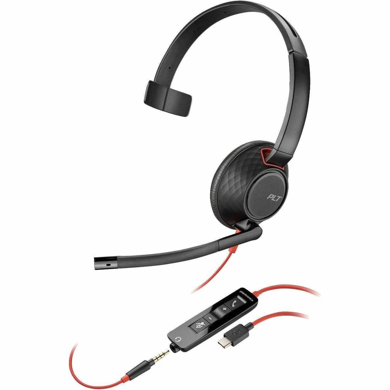 Poly Blackwire C5210 Wired On-ear, Over-the-head Mono Headset - Black