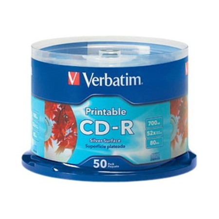 Verbatim CD-R 700MB 52X Silver Inkjet Printable - 50pk Spindle