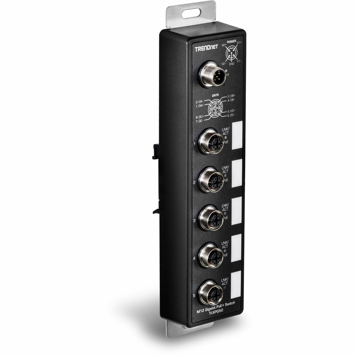 TRENDnet 5-Port Industrial EN50155 M12 Gigabit PoE+ Railway Switch