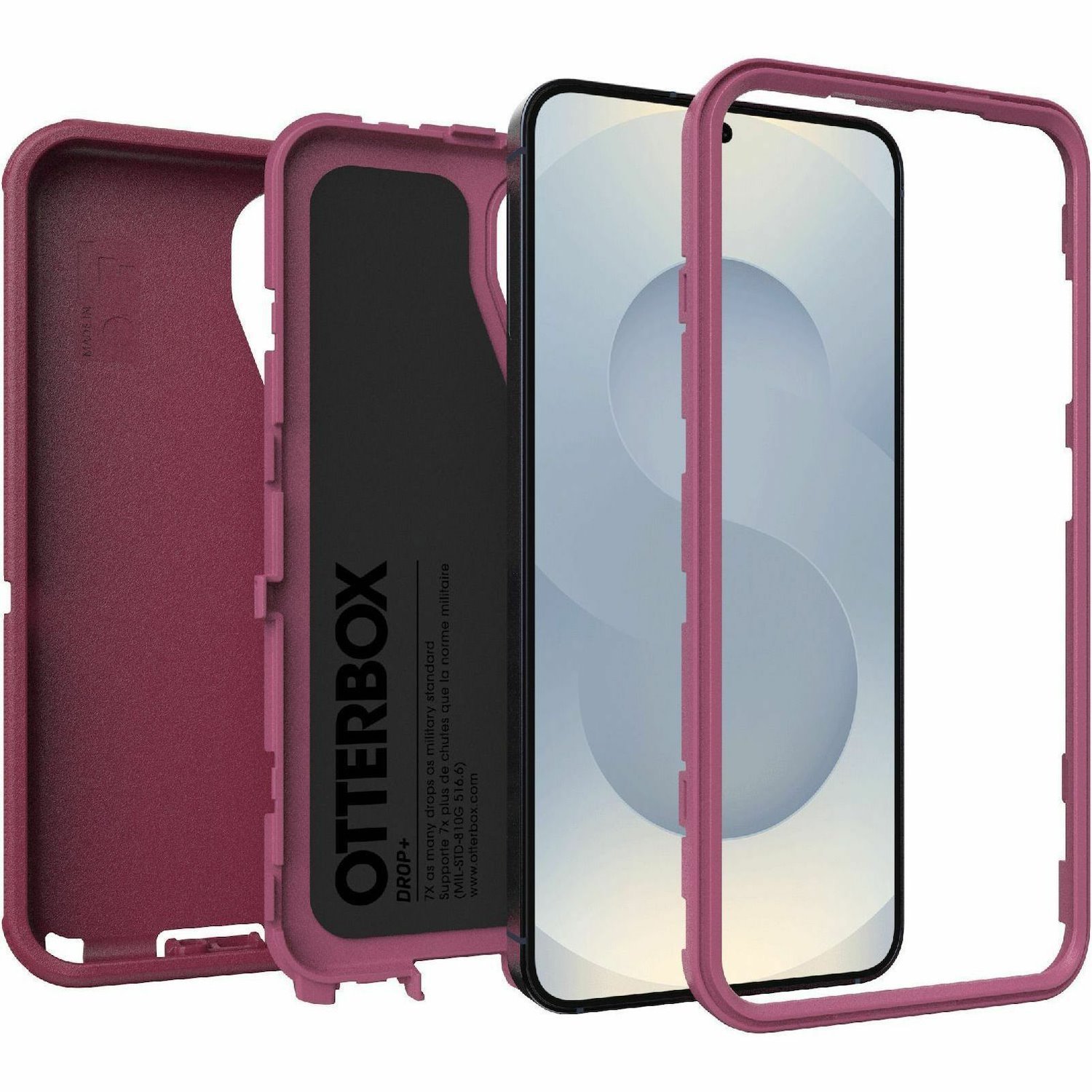 OtterBox Defender Series Pro Carrying Case (Holster) Samsung Galaxy S25, Galaxy S24 Smartphone - Foxberry (Pink)