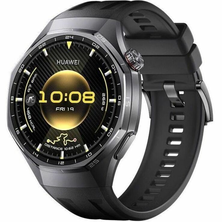 Huawei WATCH GT 6 Pro Smart Watch - 45.60 mm Case Height - 45.60 mm Case Width - Black Body Color - Black Band Color - Titanium Alloy Case Material - Fluoroelastomer Band Material