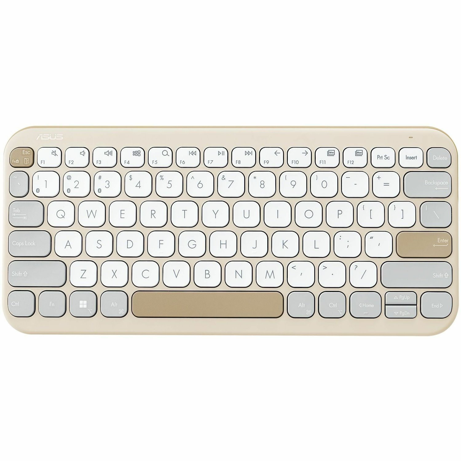 Asus Marshmallow KW100 Keyboard - Wireless Connectivity - Oat Milk