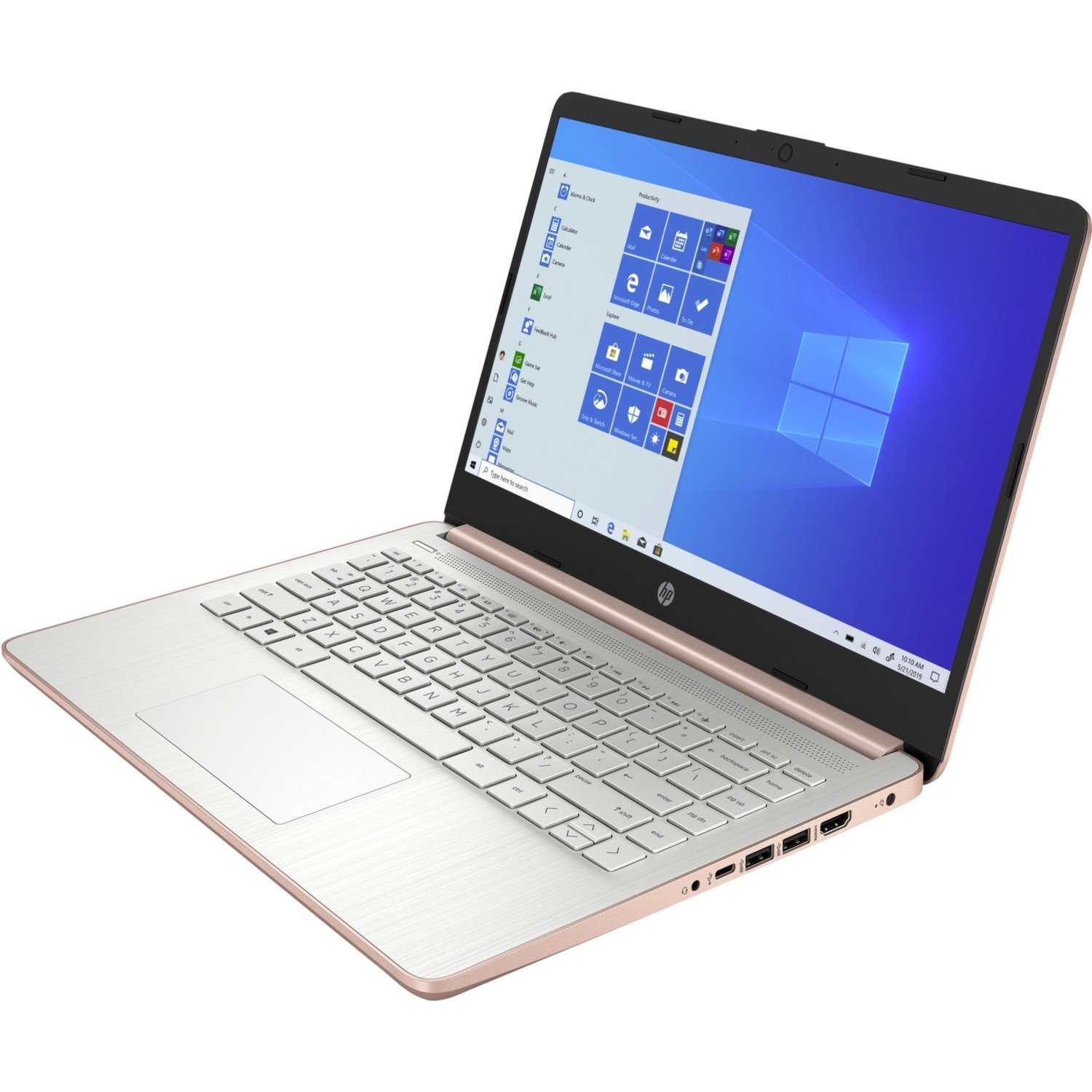 HP 14-dq0000 14-dq0030nr 14" Notebook - HD - Intel Celeron N4020 - 4 GB - 64 GB Flash Memory - Pale Rose Gold, Natural Silver