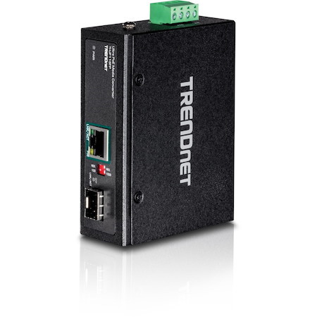 TRENDnet Industrial SFP to Gigabit PoE++ Media Converter (95W), TI-UF11SFP, 1 x Gigabit SFP Port, 1 x Gigabit PoE++ RJ45 Port, Up to 95W for PoE, PoE+, and PoE++ Devices, NDAA + TAA Compliant
